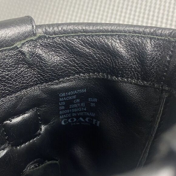 Coach Mackie Boots Womens 5 B Black Leather Wool Neoprene Plaid Mid Calf Casual - Picture 13 of 13